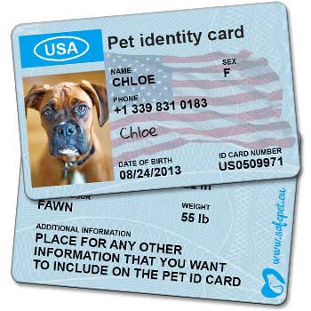 SafePet Personalized Wallet ID Card for dog and cat owners
