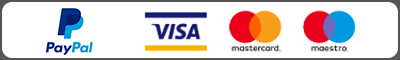 Our payment options include PayPal, Visa, MasterCard and Maestro. Additionally, you can pay with your American Express or Discover card via PayPal.
